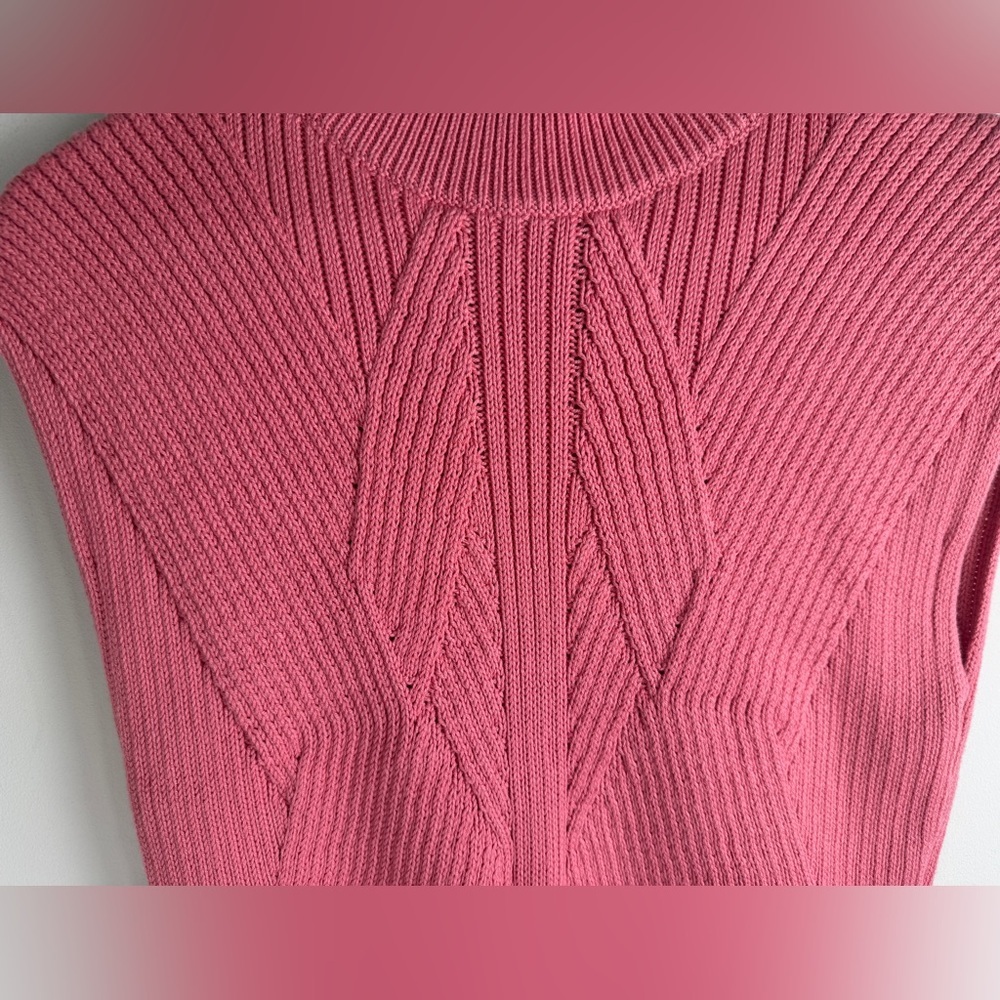 Express Rose Pink Ribbed Cap Sleeve Mock Turtleneck Shirt Wool Blend Med. Career - Picture 4 of 10